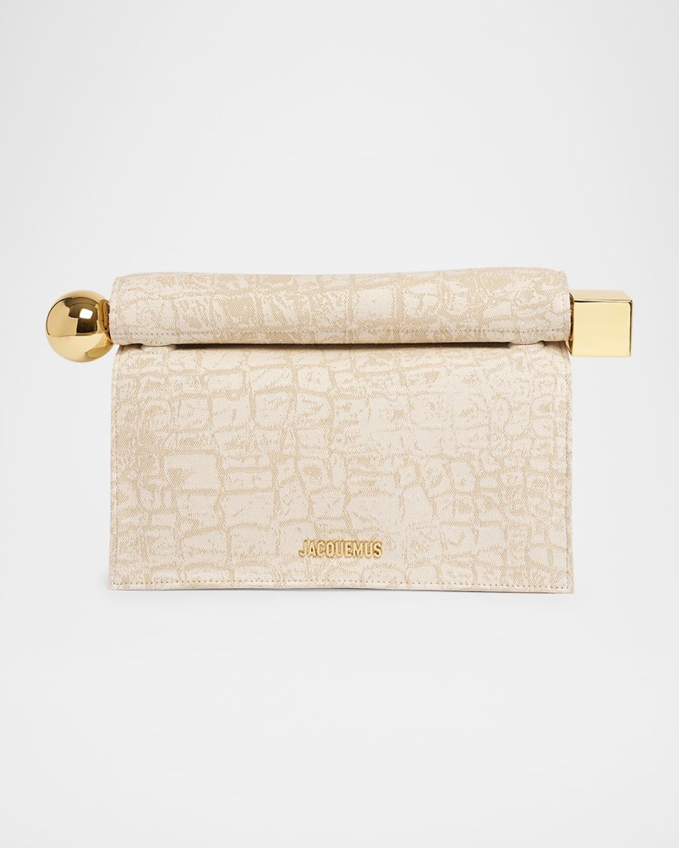 La Pochette Round Croc-Print Clutch Bag